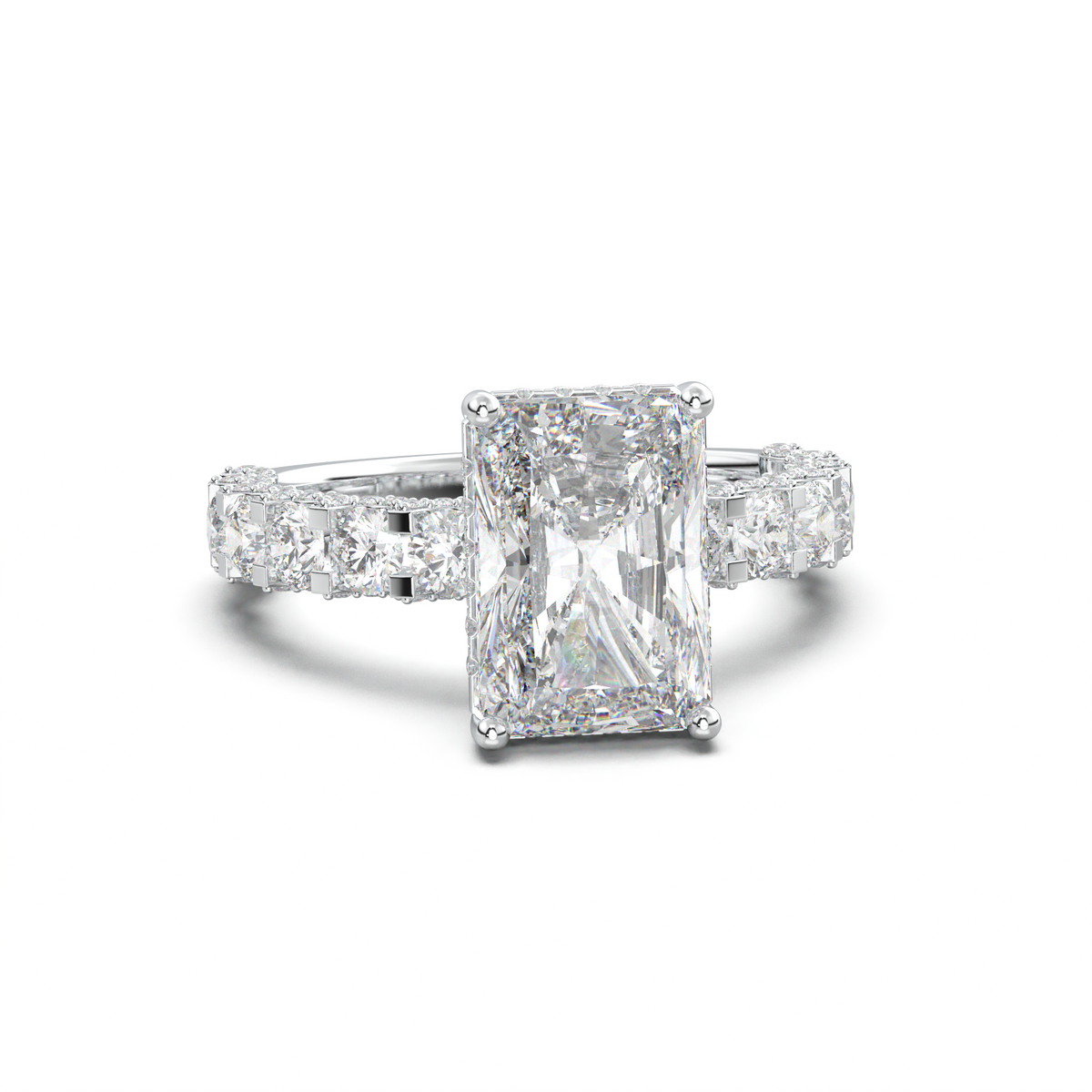Radiant Diamond Band Engagement Ring