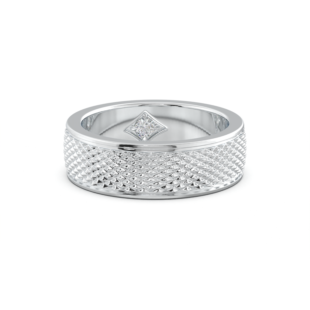 Diamond-Cut Textured Men's Wedding Band