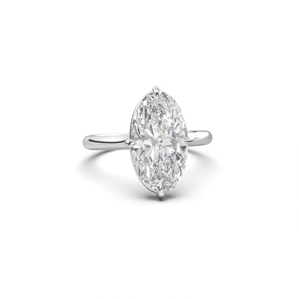 Elongated Moval Solitaire Engagement Ring