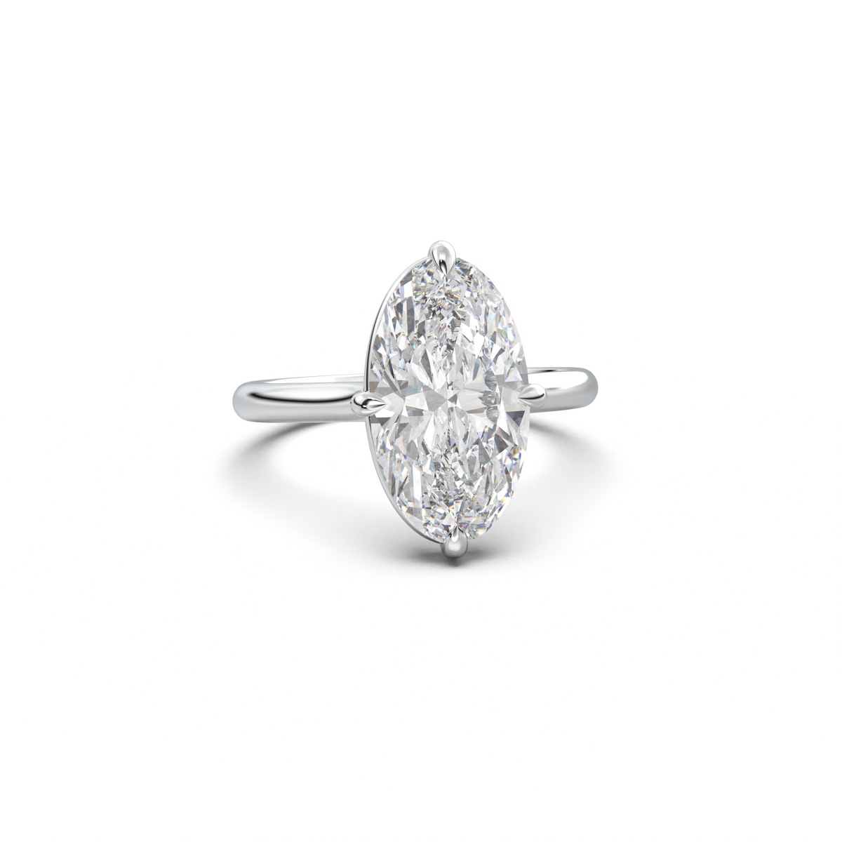 Elongated Moval Solitaire Engagement Ring