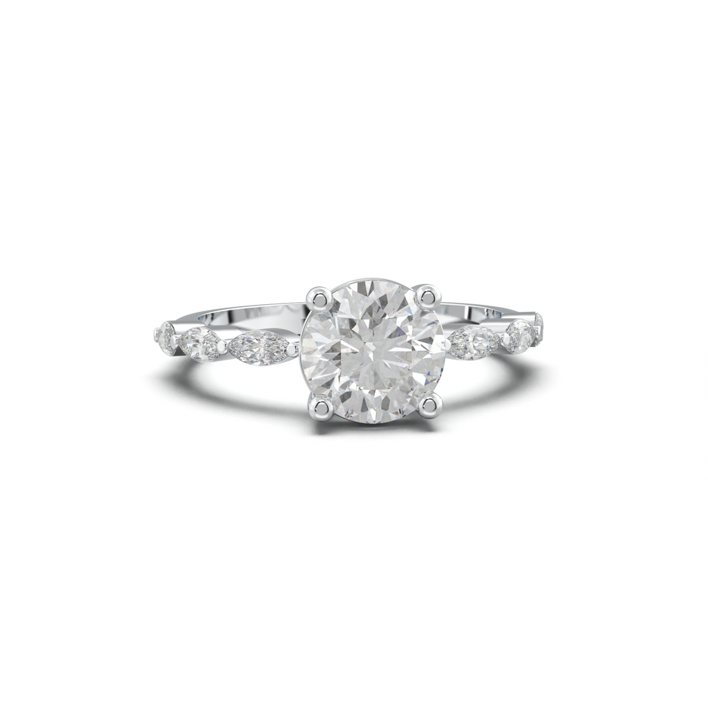 Round Marquise Side-Stone Engagement Ring