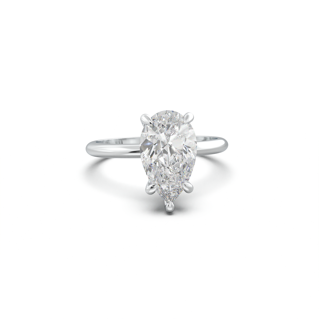 Pear Hidden Halo Engagement Ring