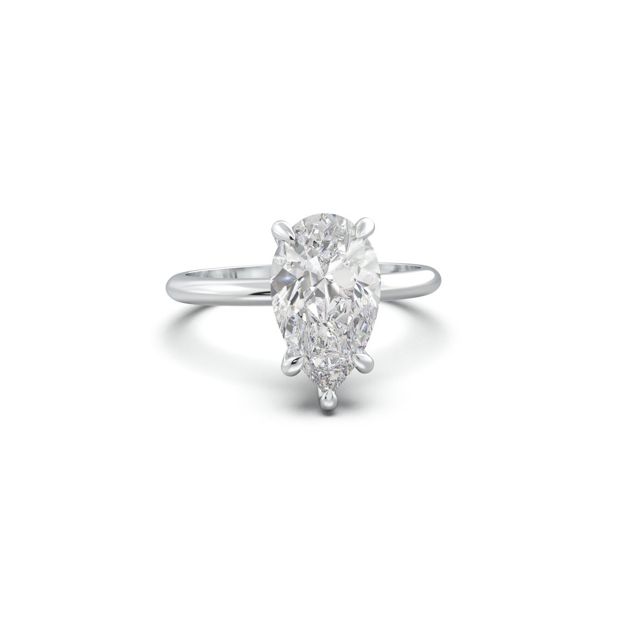 Pear Hidden Halo Engagement Ring
