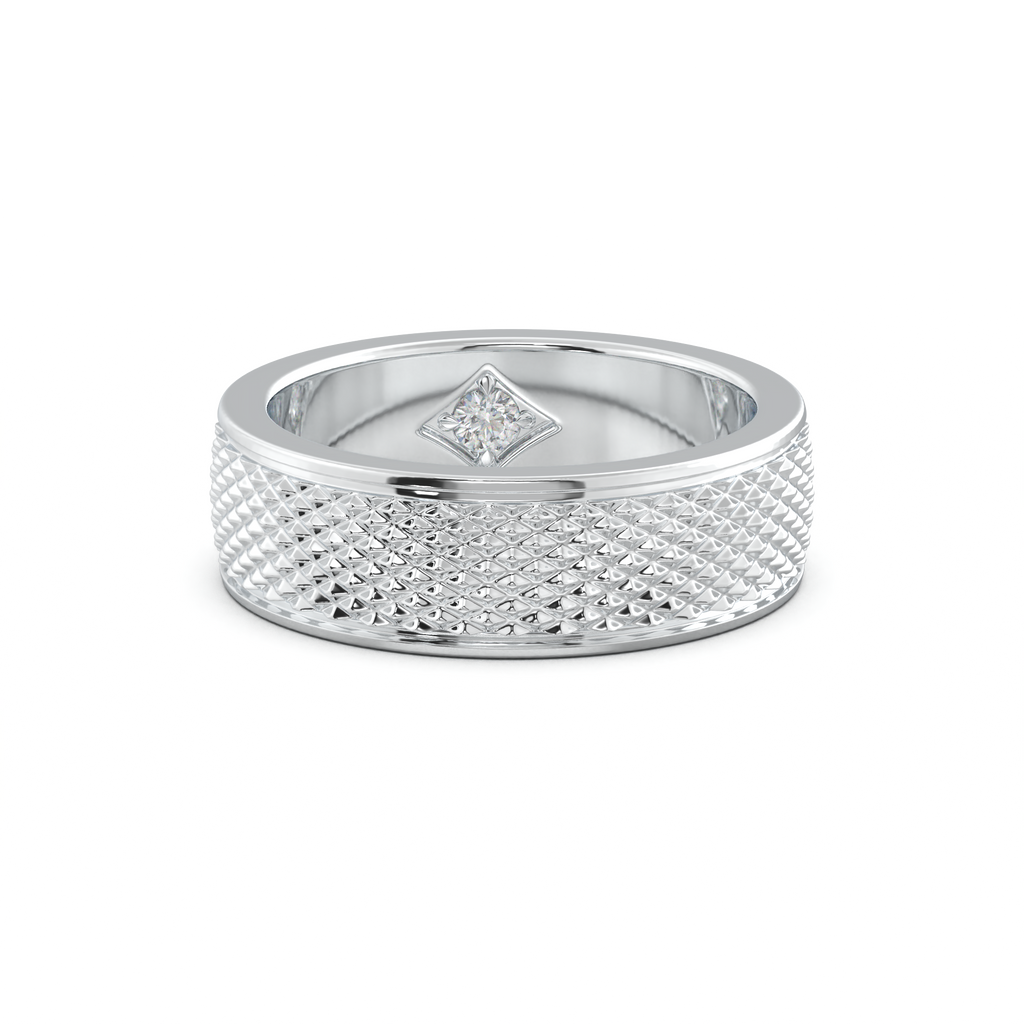 Diamond-Cut Textured Men's Wedding Band