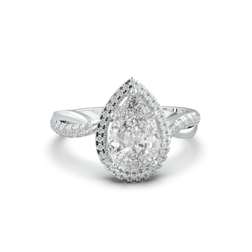 Pear Halo Twisted Pavé Engagement Ring