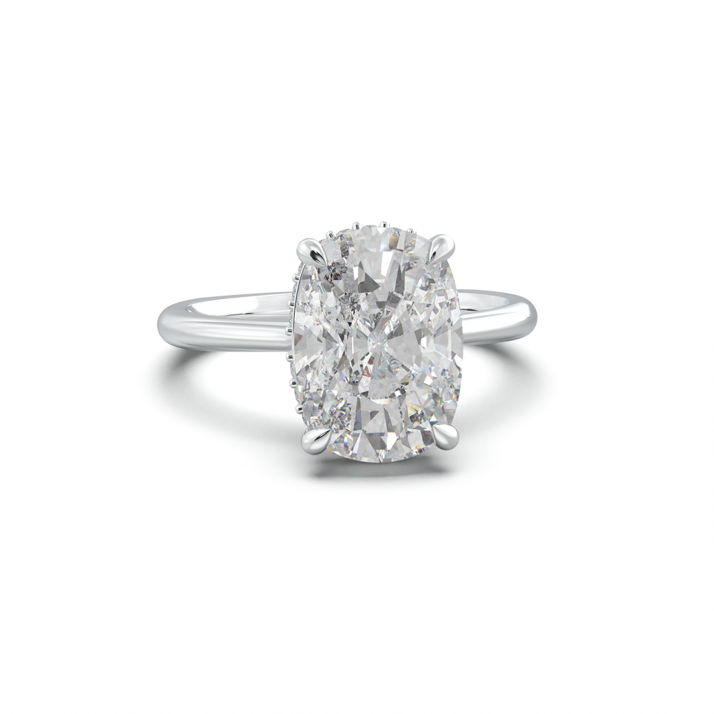 Cushion Hidden Halo Engagement Ring