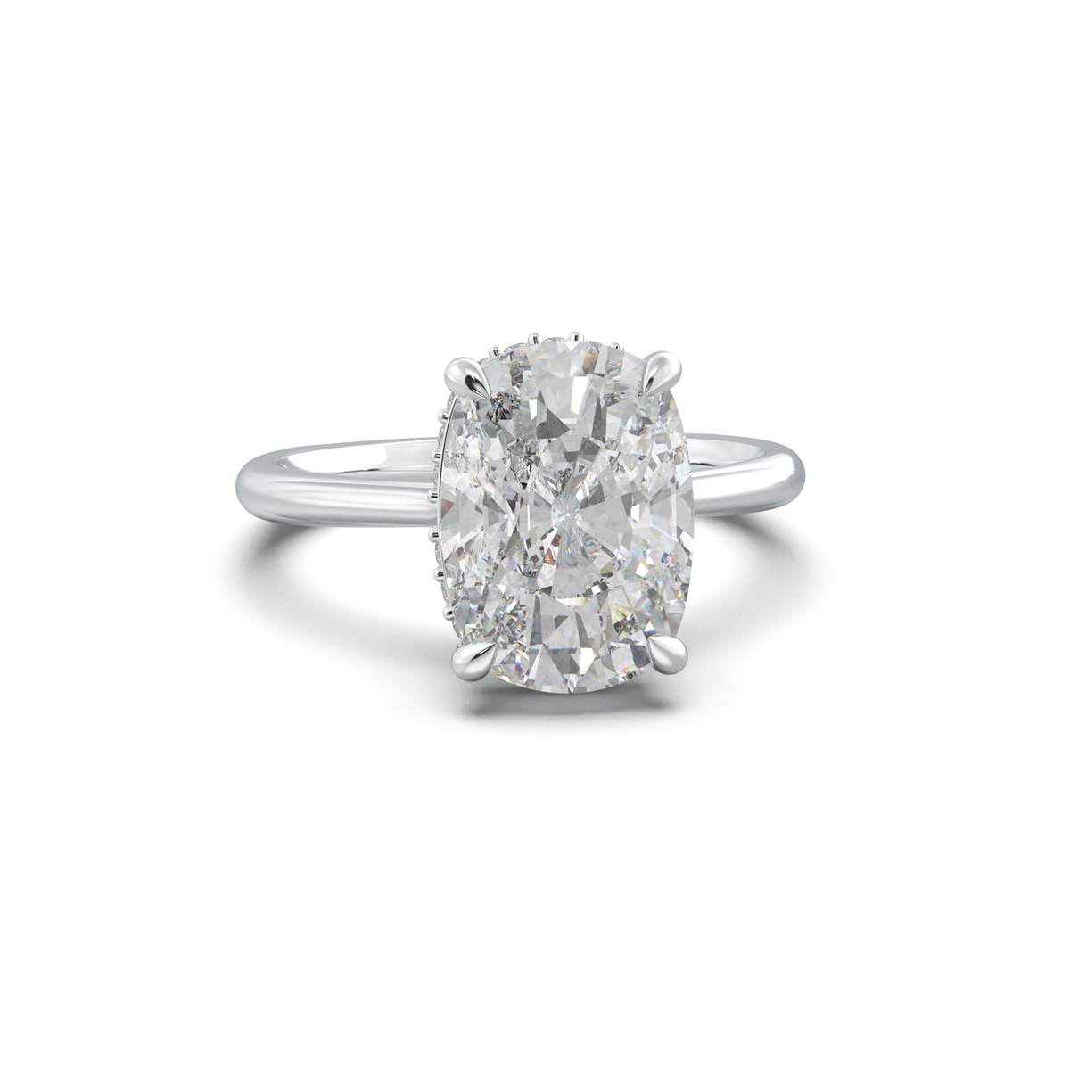 Cushion Hidden Halo Engagement Ring