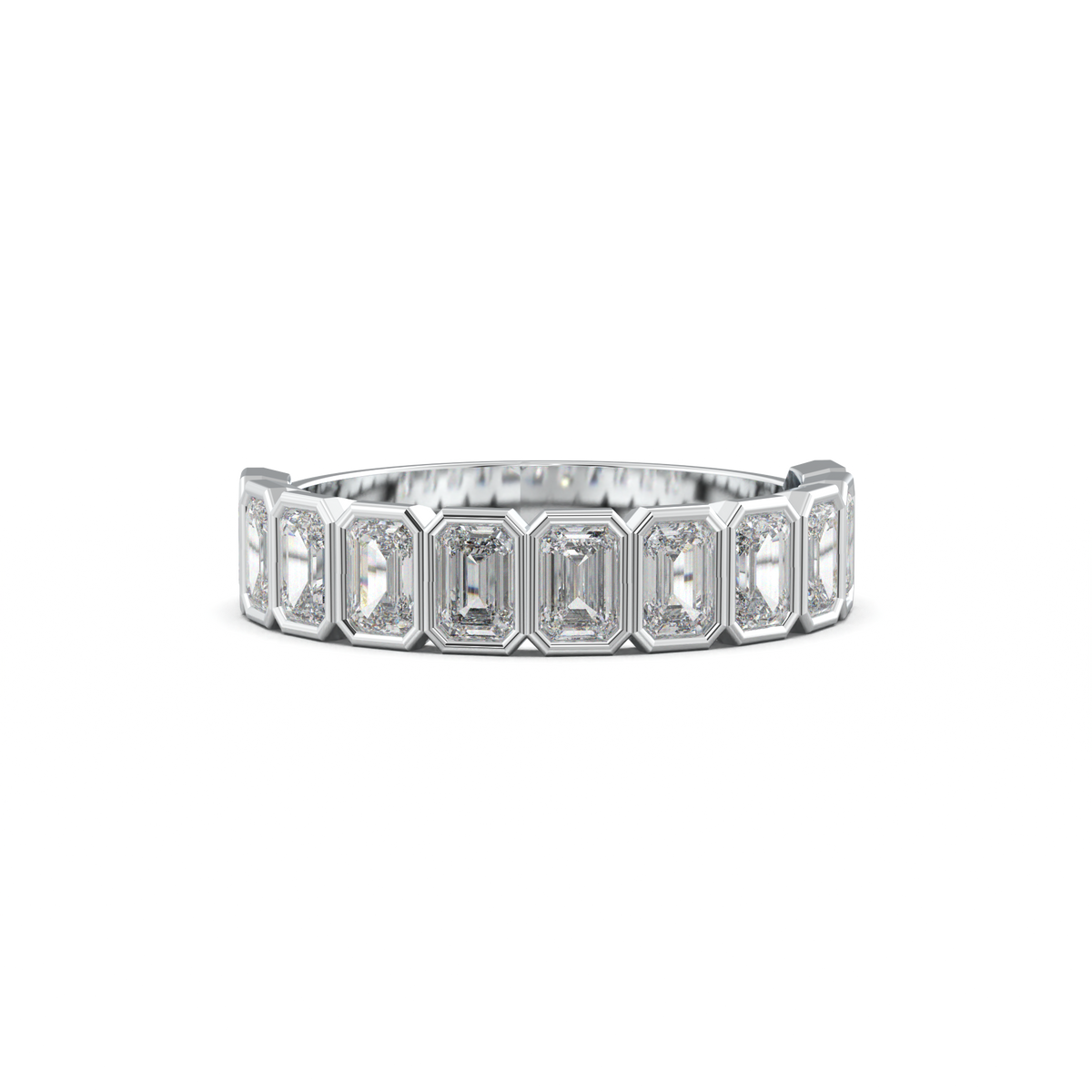 Emerald Bezel Half-Eternity Wedding Band