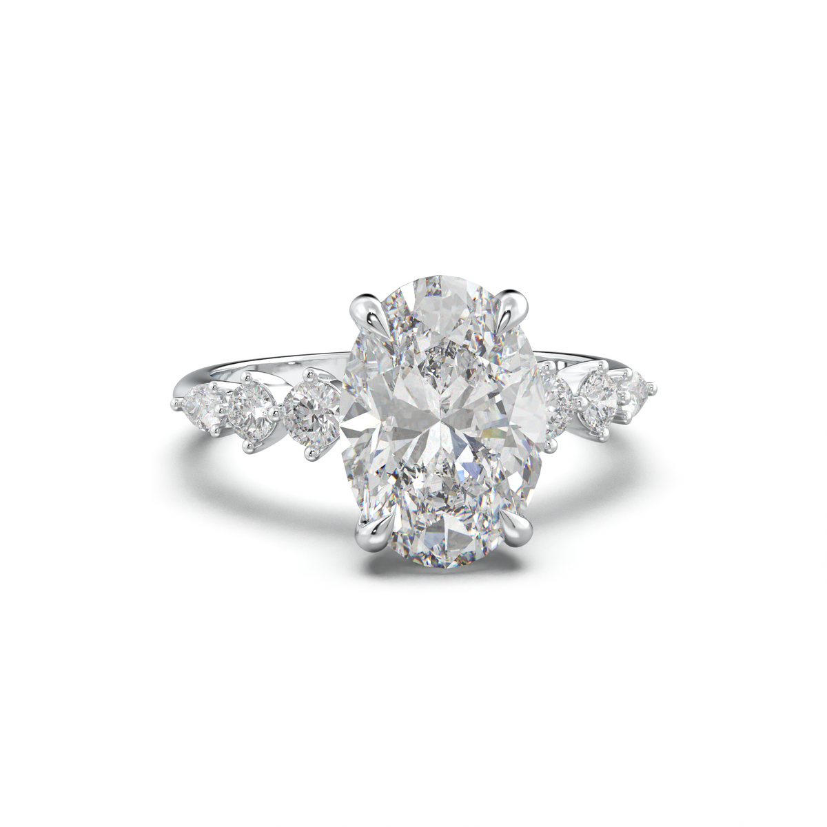 Oval Pear-Accent Engagement Ring
