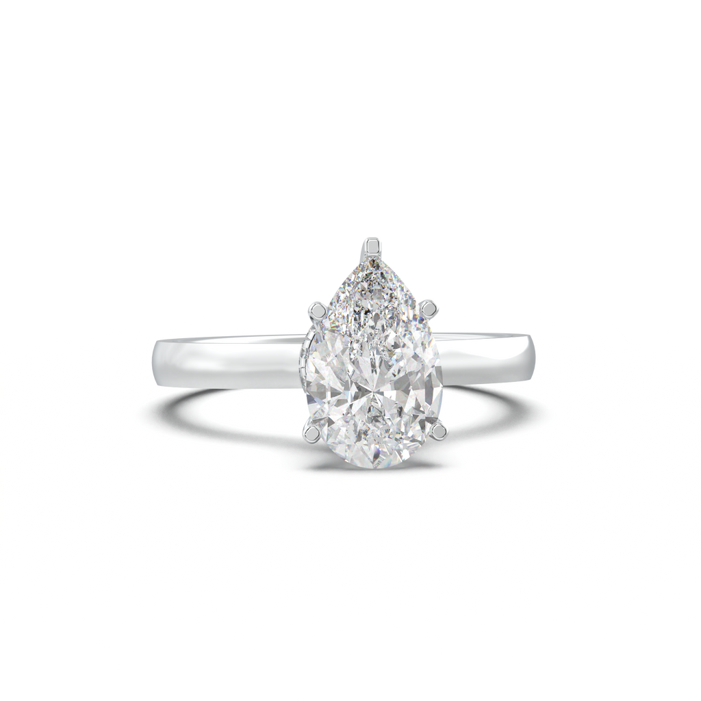 Pear Hidden Halo Engagement Ring