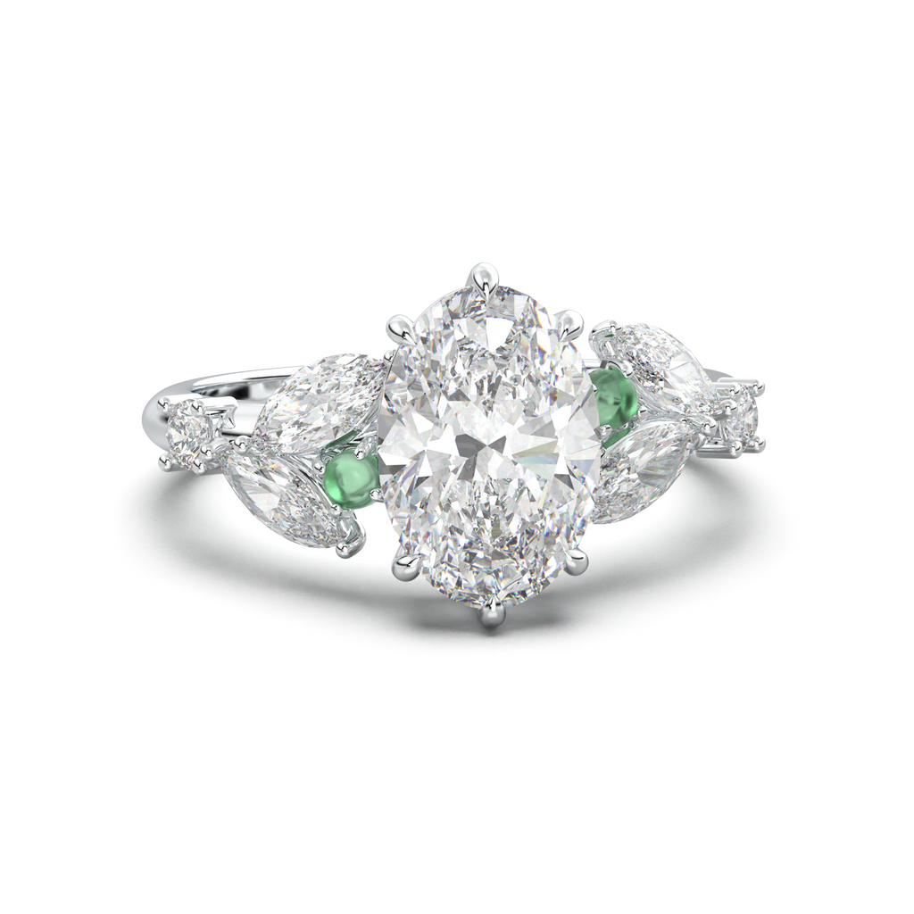 Oval Marquise-Accent Engagement Ring