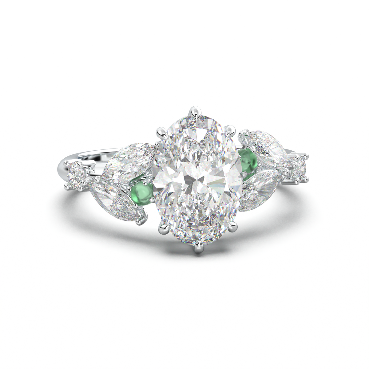 Oval Marquise-Accent Engagement Ring