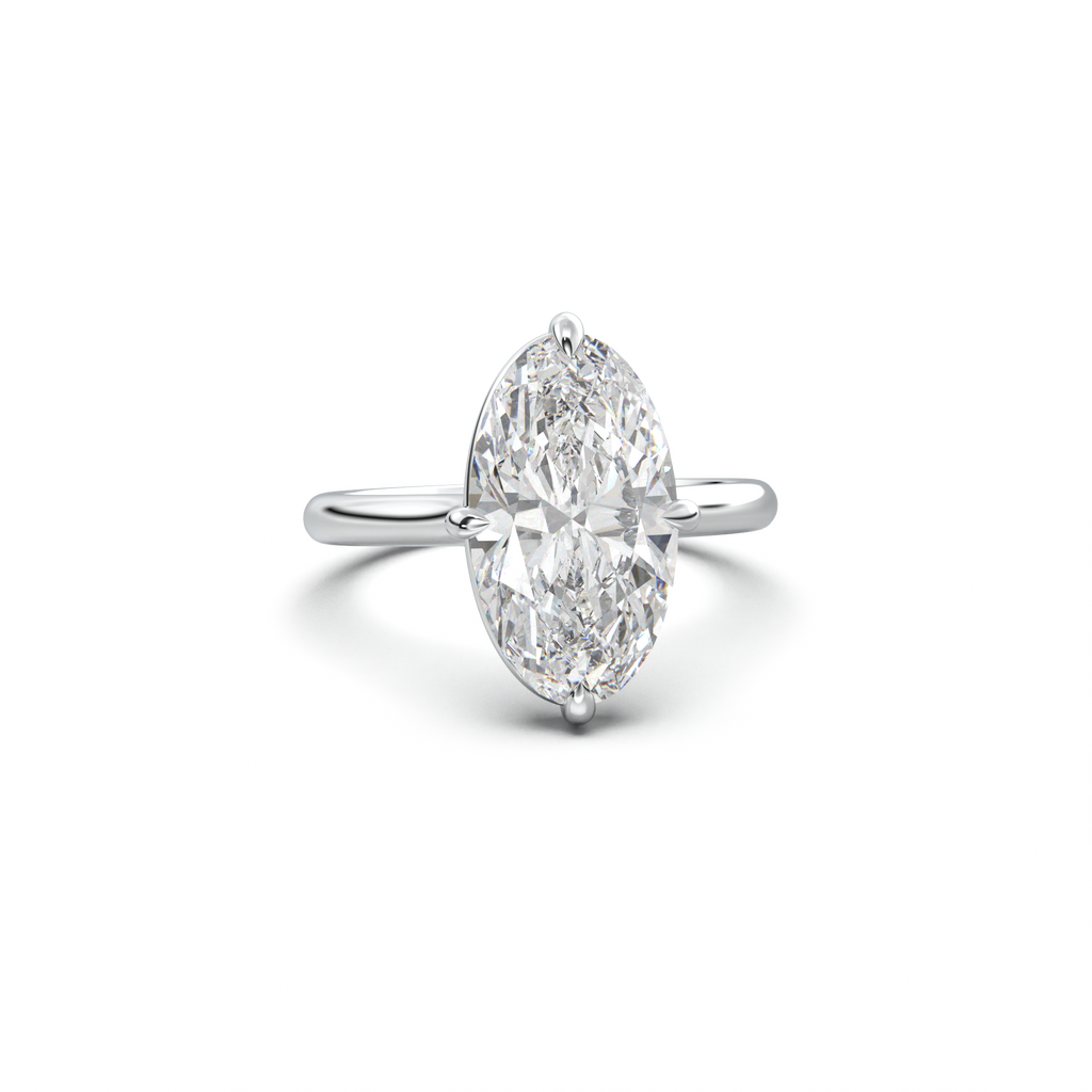 Elongated Moval Solitaire Engagement Ring
