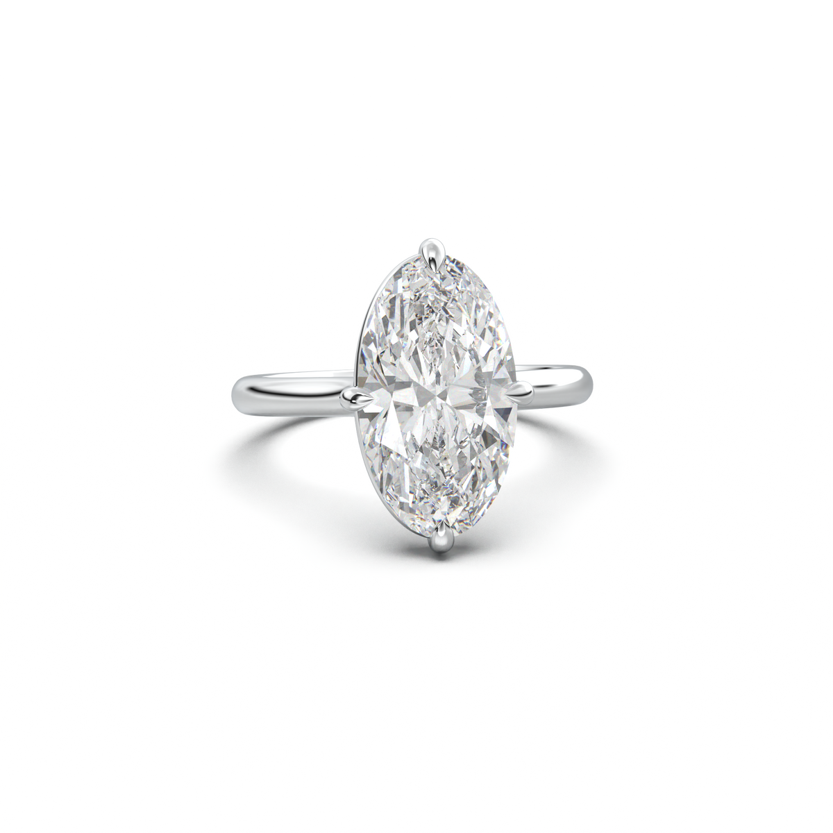 Elongated Moval Solitaire Engagement Ring