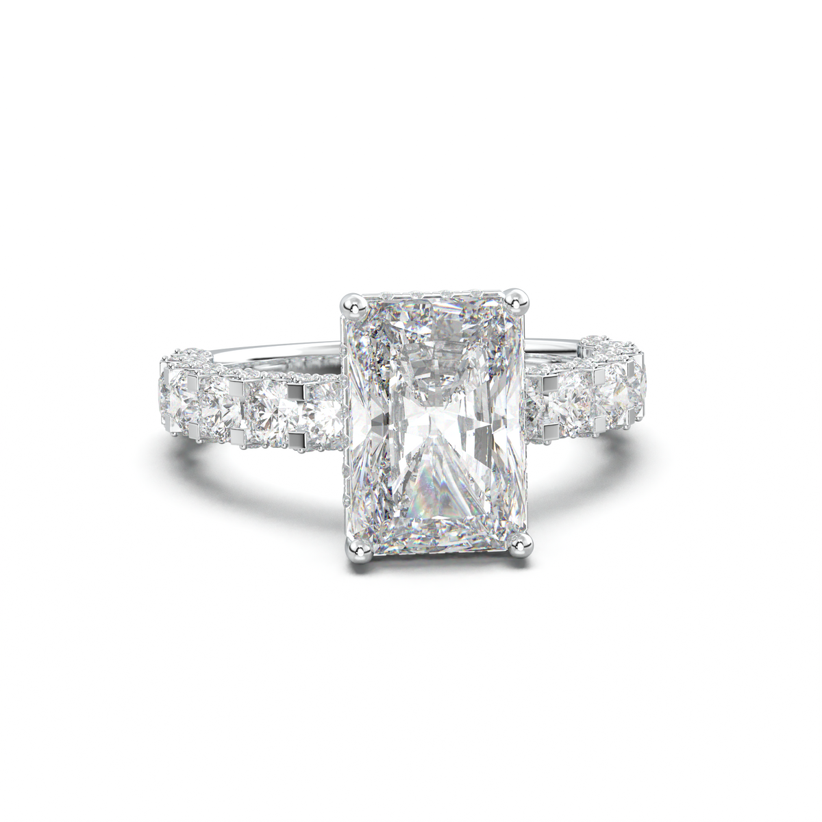 Radiant Diamond Band Engagement Ring