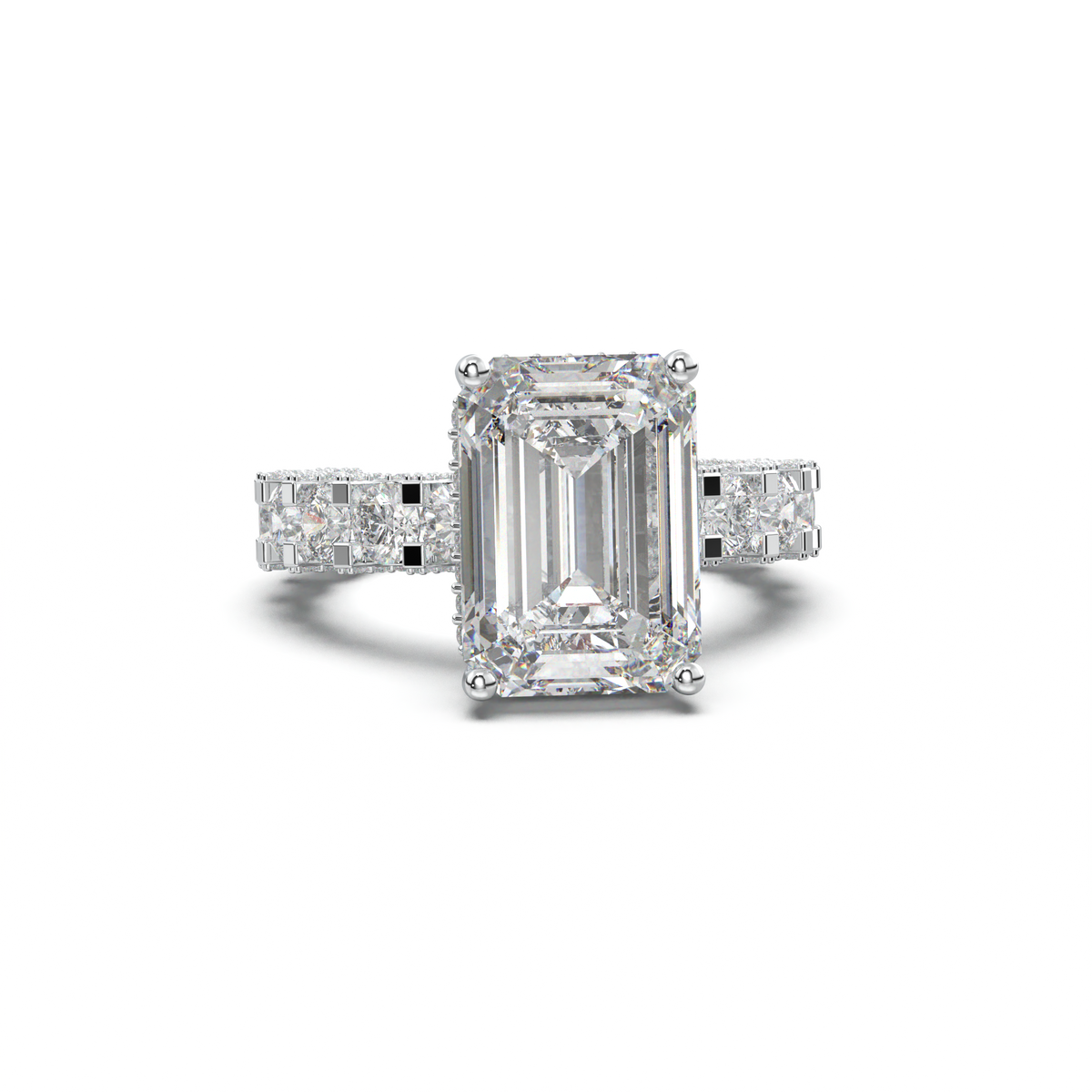 Emerald Diamond Band Engagement Ring
