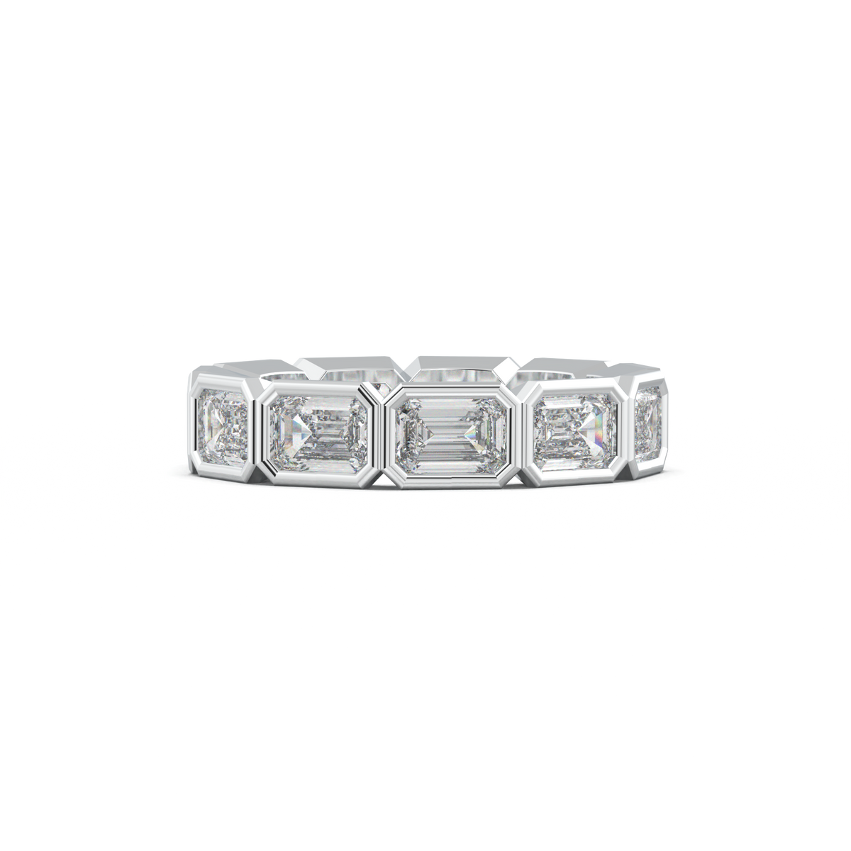 Emerald-Cut Bezel-Style Eternity Wedding Band