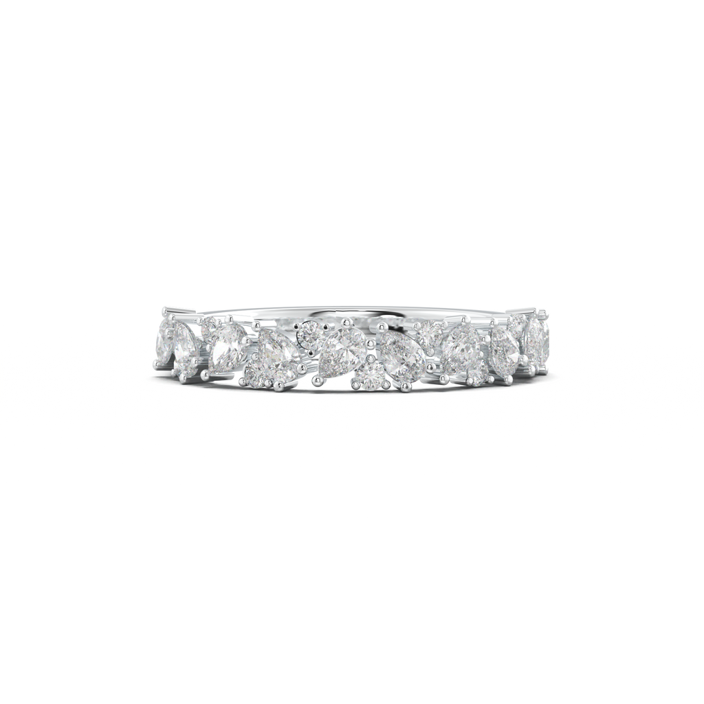 Alternating Pear & Round Half-Eternity Wedding Band