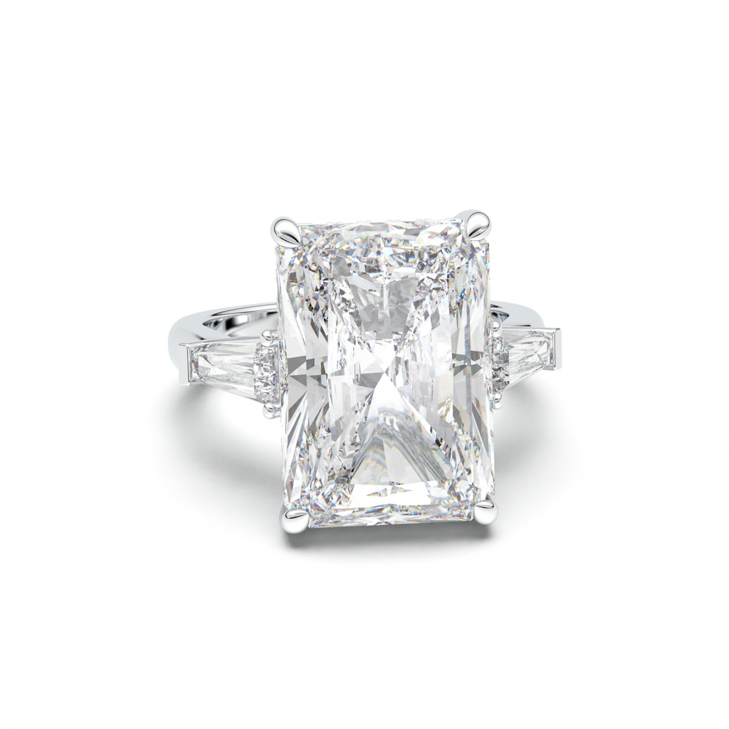 Radiant Baguette Hidden Halo Engagement Ring