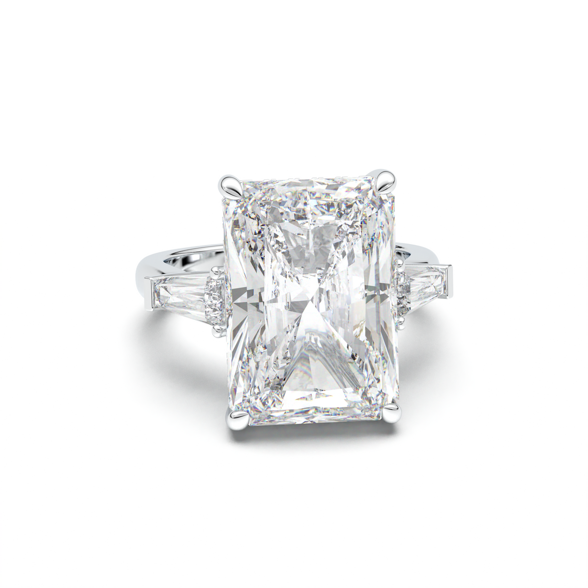 Radiant Baguette Hidden Halo Engagement Ring