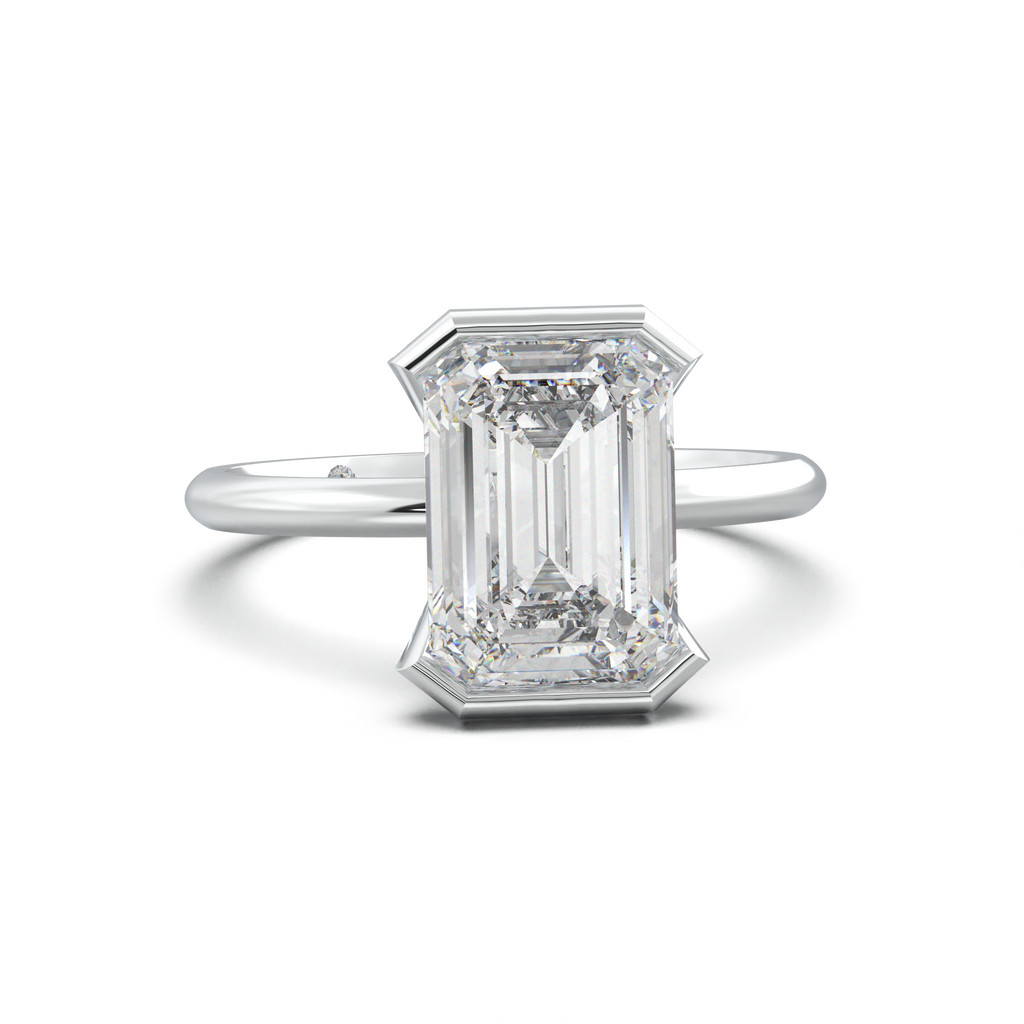 Emerald Hidden Halo Engagement Ring