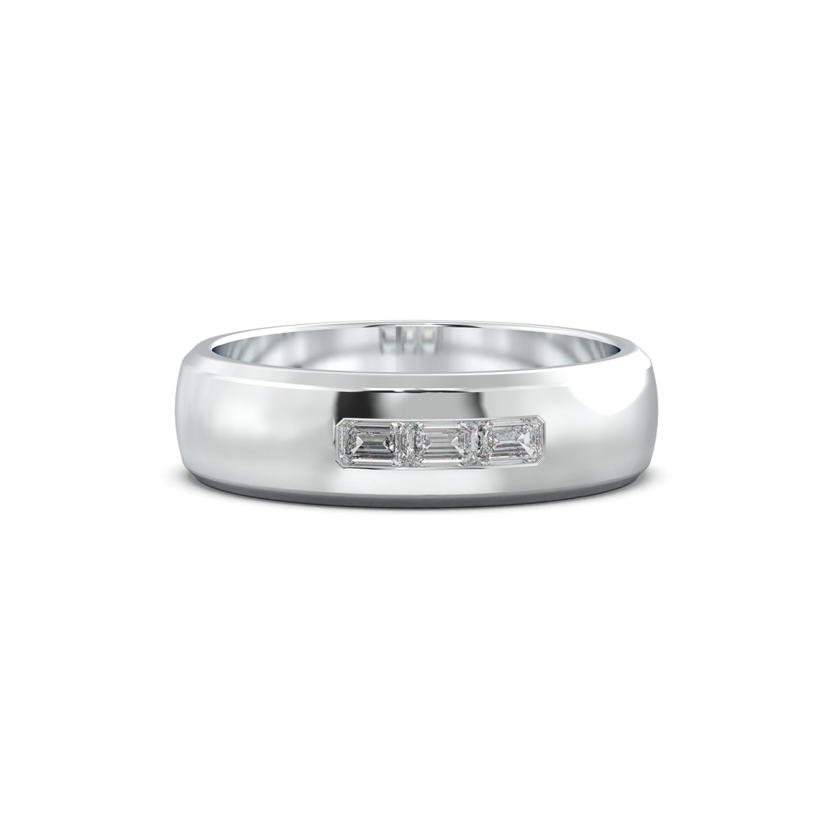 Three-Emerald Inlay Men's Band