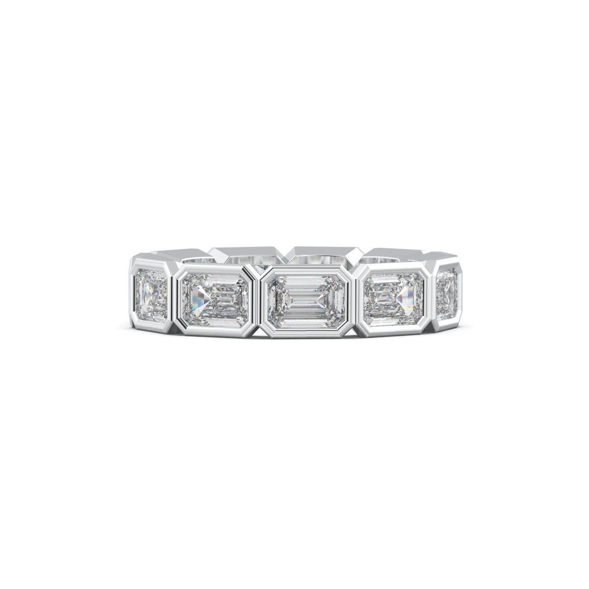 Emerald-Cut Bezel-Style Eternity Wedding Band
