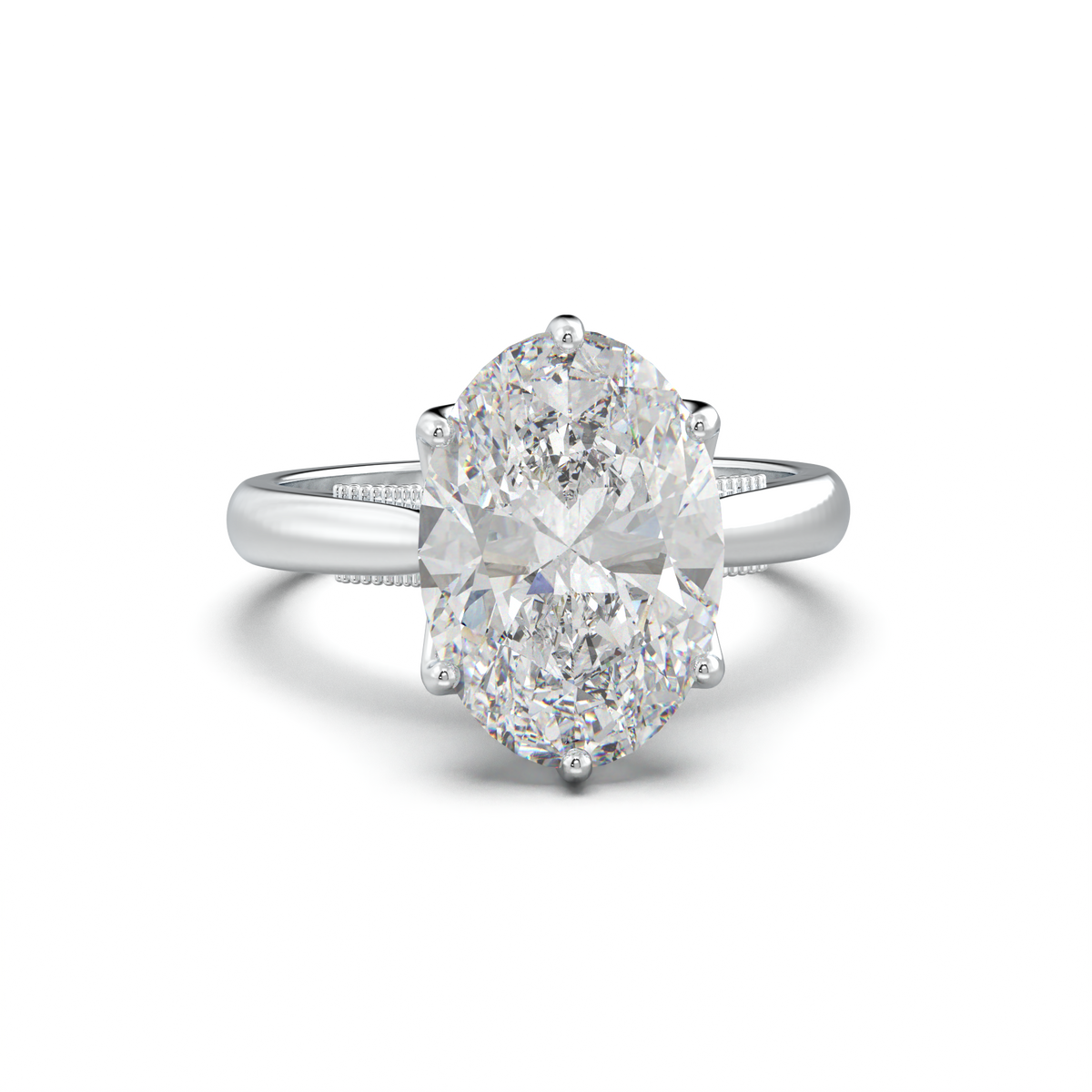 Oval Tulip Setting Hidden bridge Halo Engagement Ring