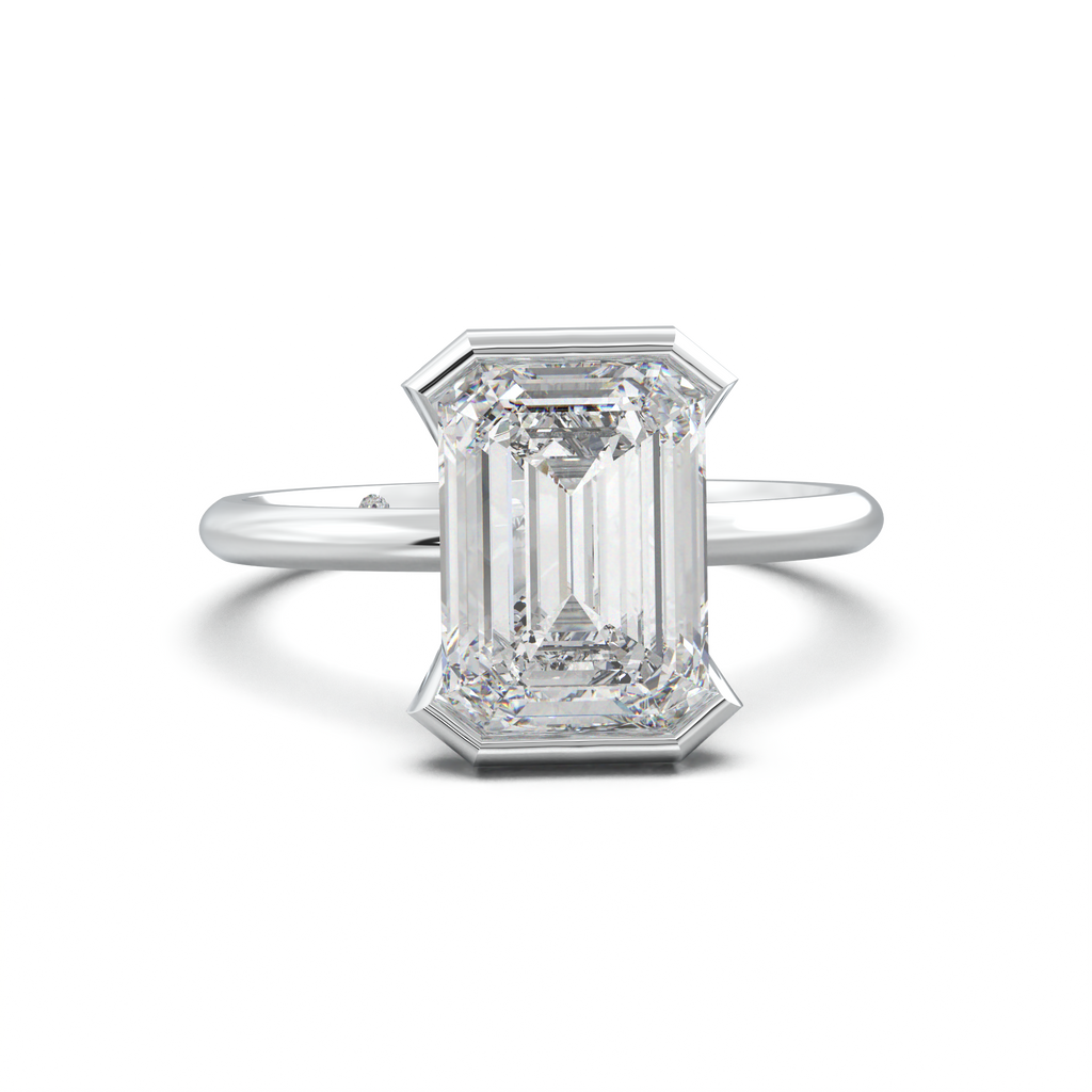 Emerald Hidden Halo Engagement Ring