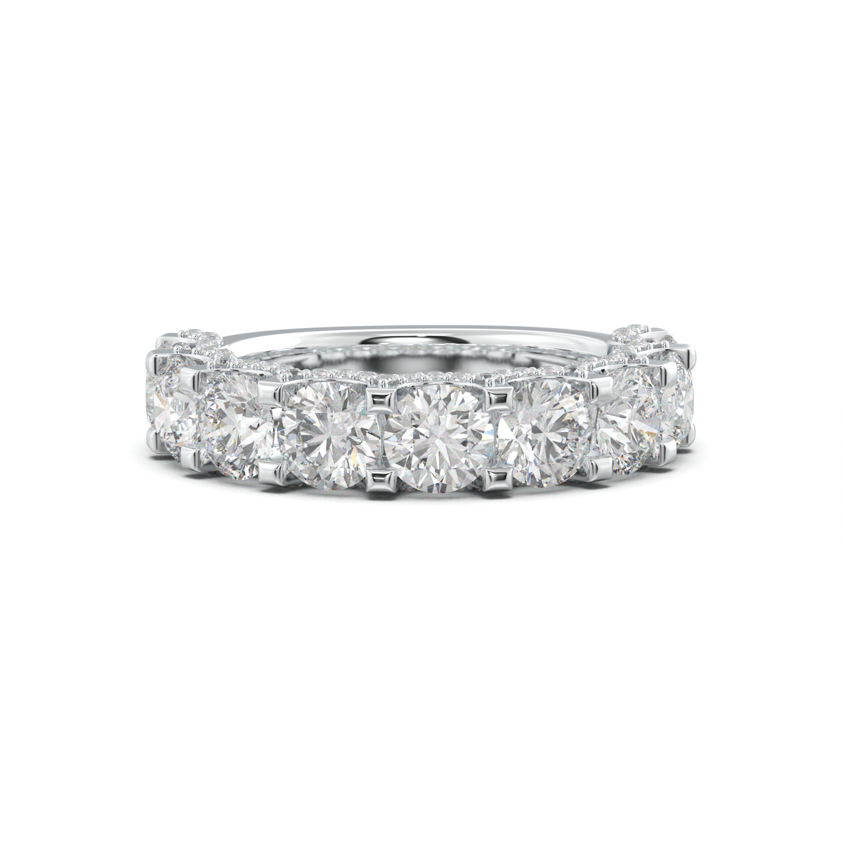 Round Diamond Pavé-Edge Wedding Band
