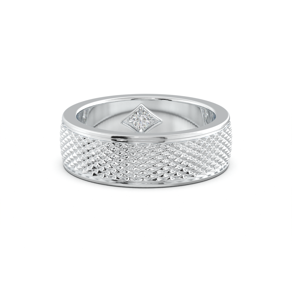 Diamond-Cut Textured Men's Wedding Band