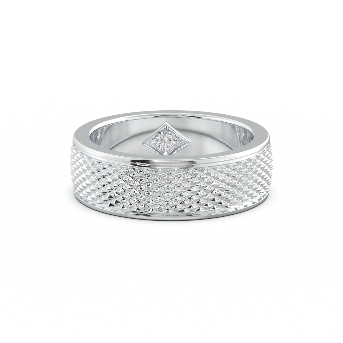 Diamond-Cut Textured Men's Wedding Band