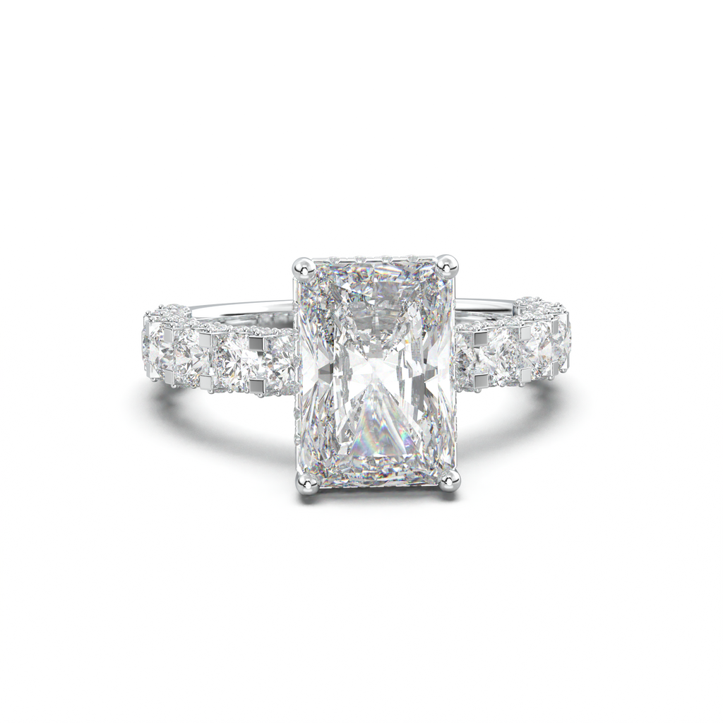 Radiant Diamond Band Engagement Ring