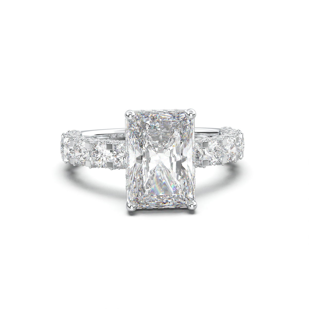 Radiant Diamond Band Engagement Ring