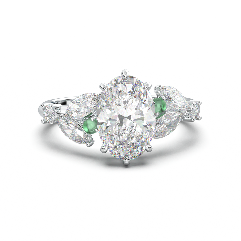 Oval Marquise-Accent Engagement Ring