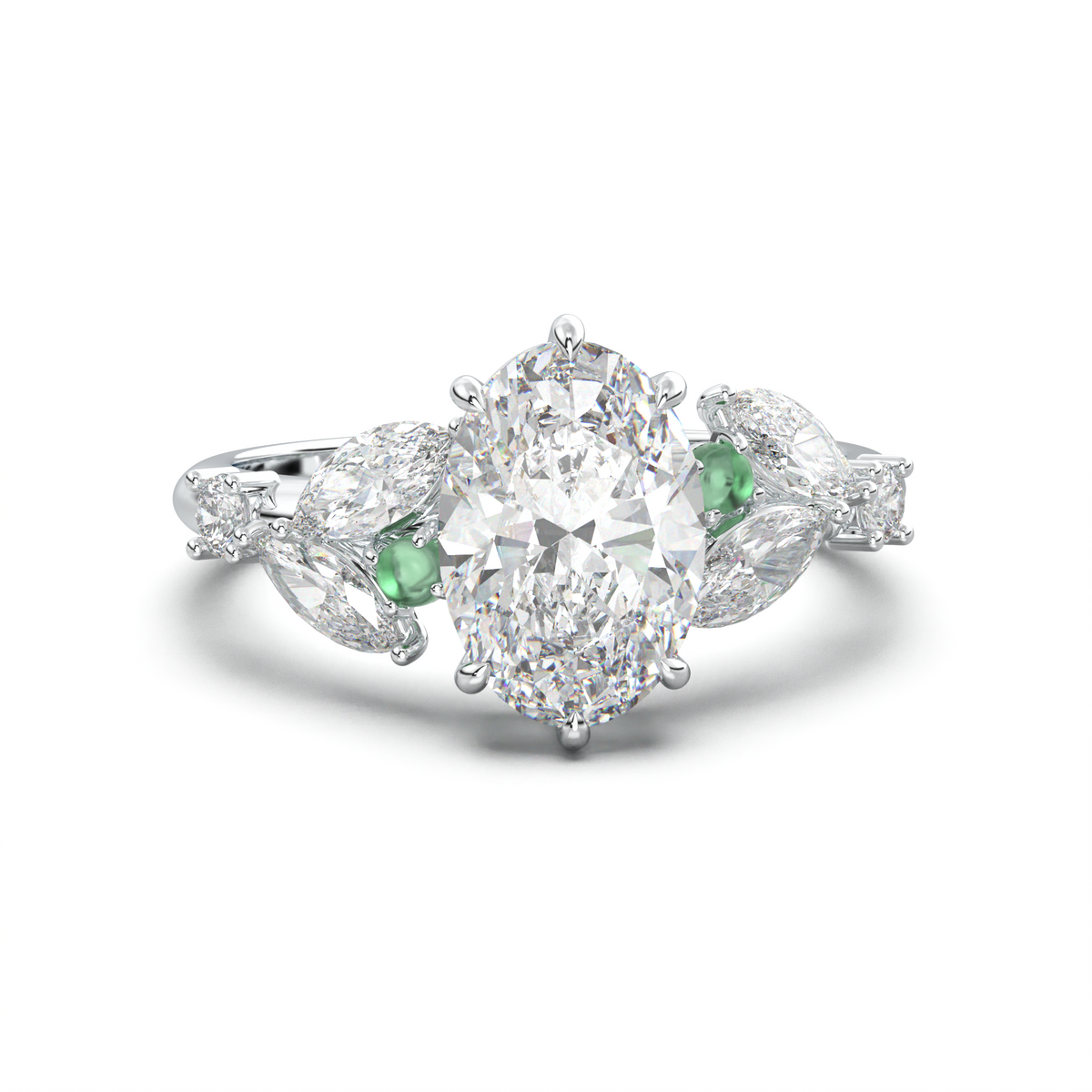 Oval Marquise-Accent Engagement Ring