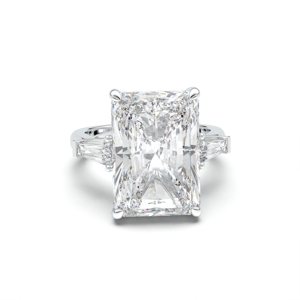 Radiant Baguette Hidden Halo Engagement Ring
