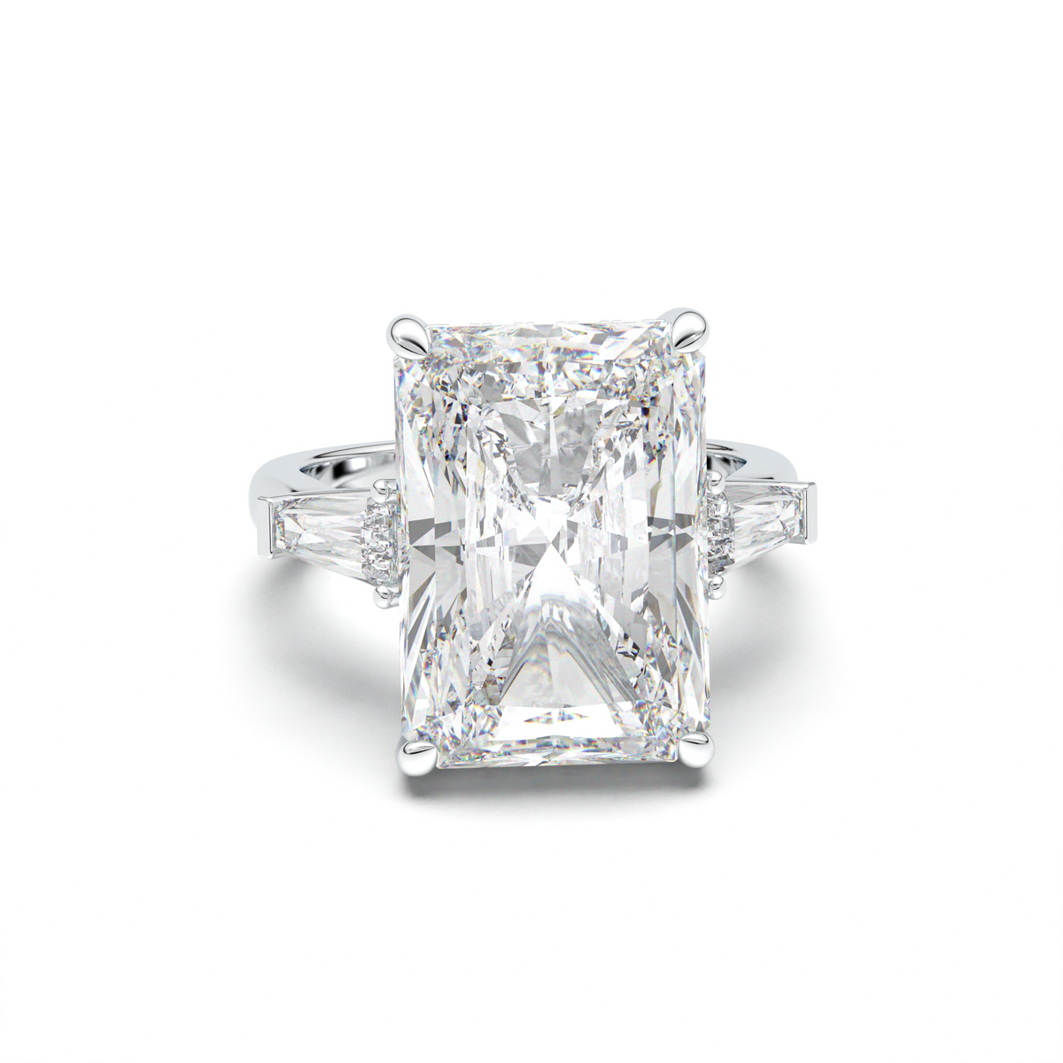 Radiant Baguette Hidden Halo Engagement Ring