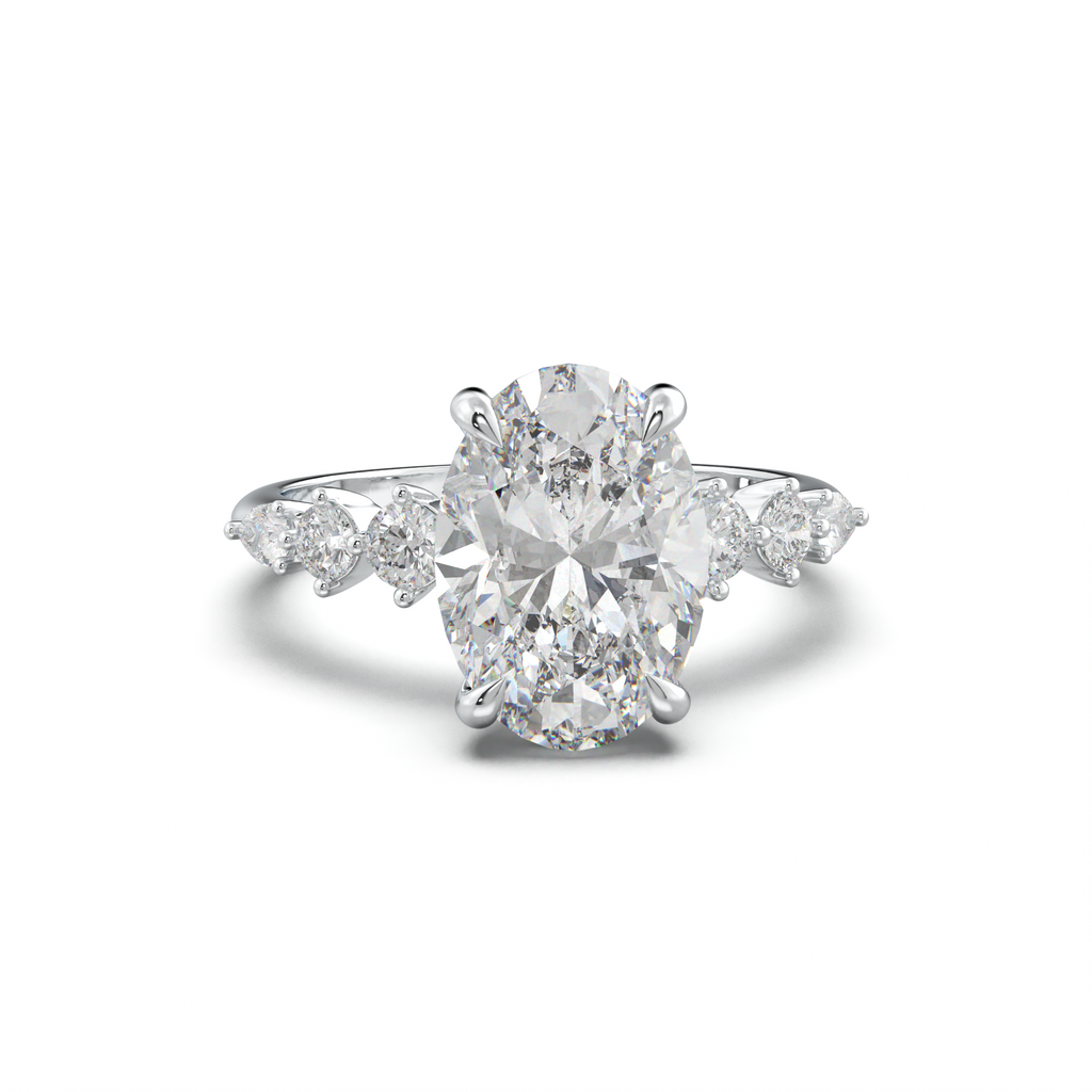 Oval Pear-Accent Engagement Ring