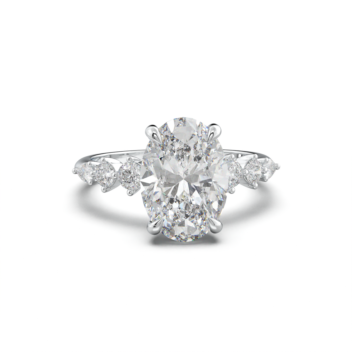 Oval Pear-Accent Engagement Ring