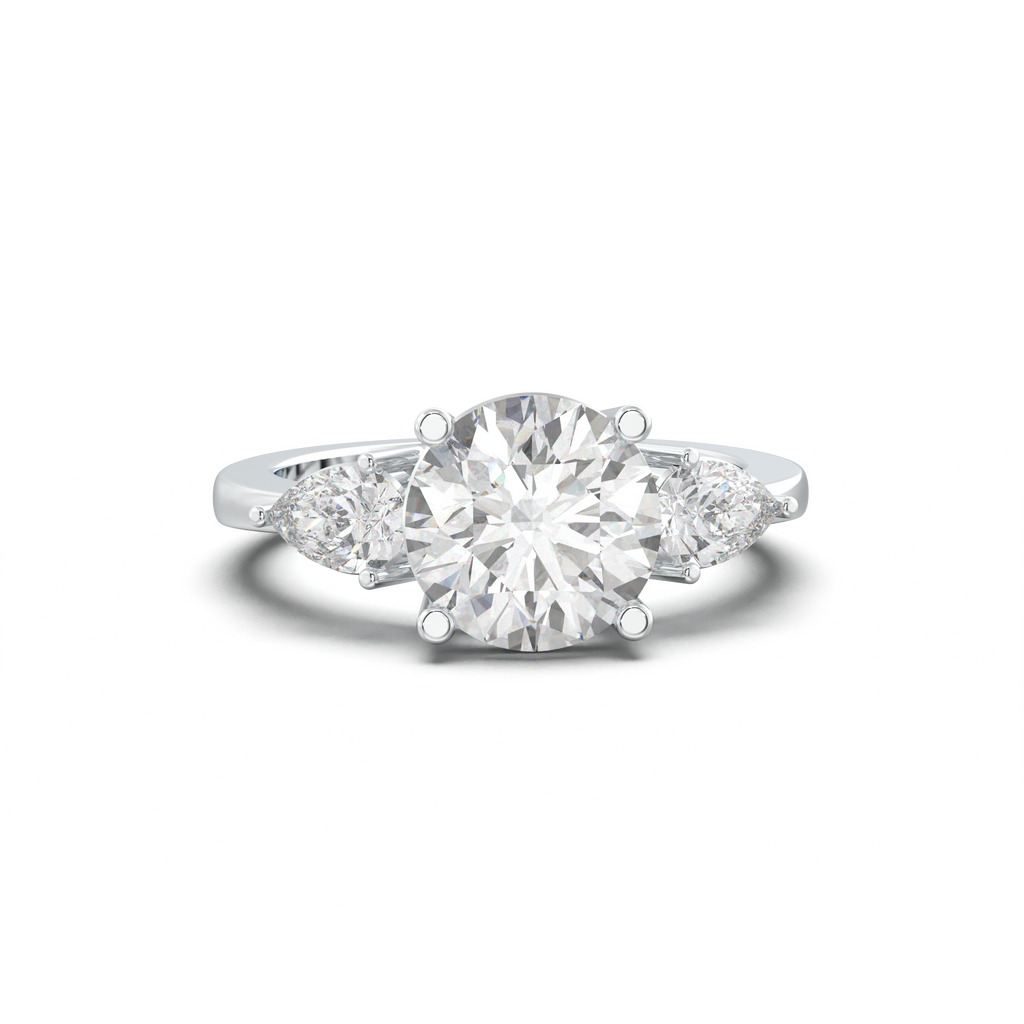 Round Pear Three-Stone Engagement Ring