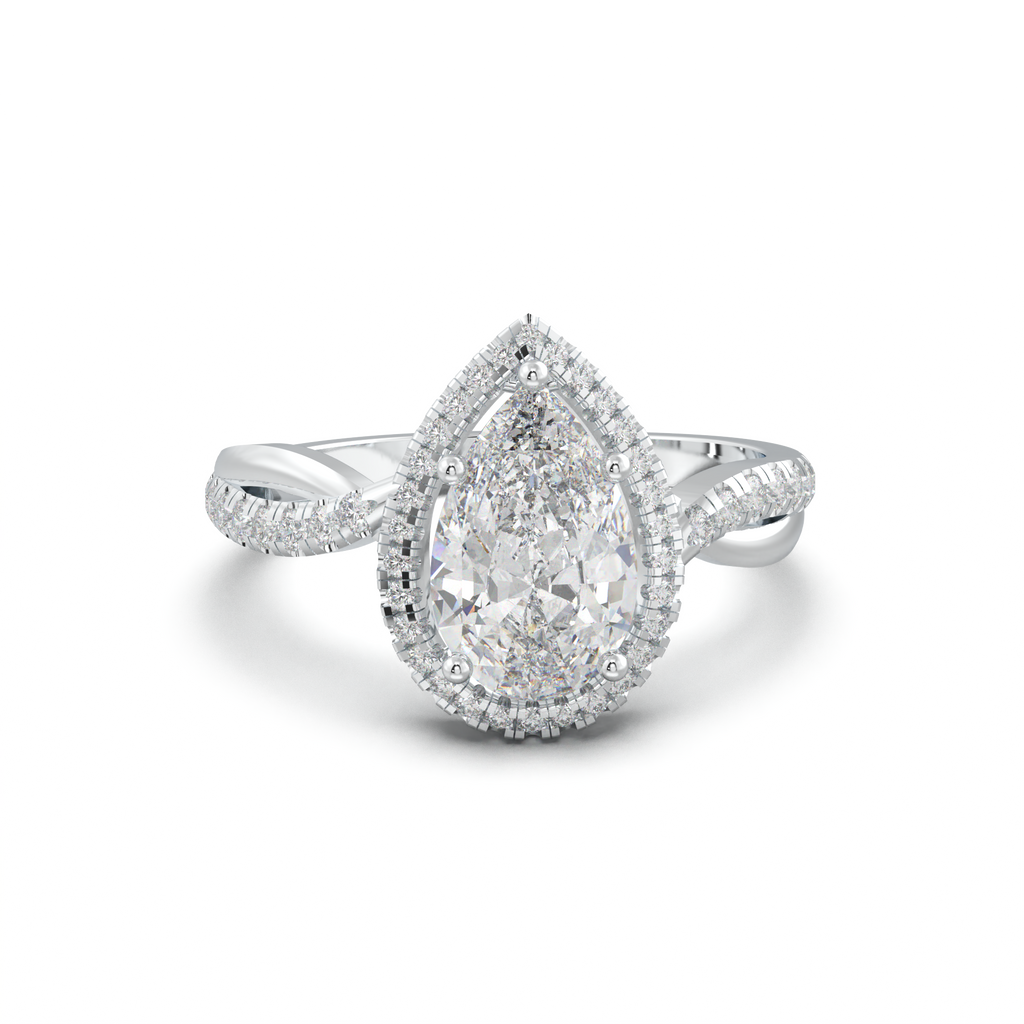 Pear Halo Twisted Pavé Engagement Ring