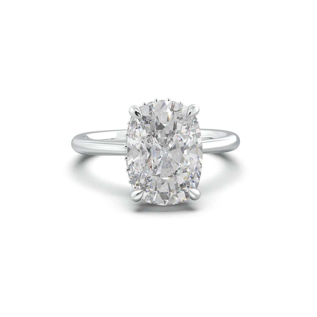 Cushion Hidden Halo Engagement Ring