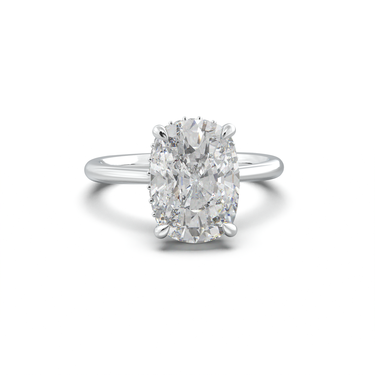 Cushion Hidden Halo Engagement Ring