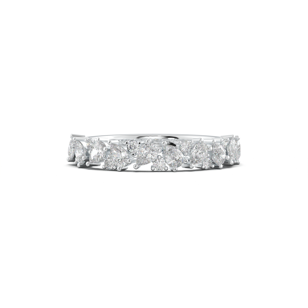 Alternating Pear & Round Half-Eternity Wedding Band
