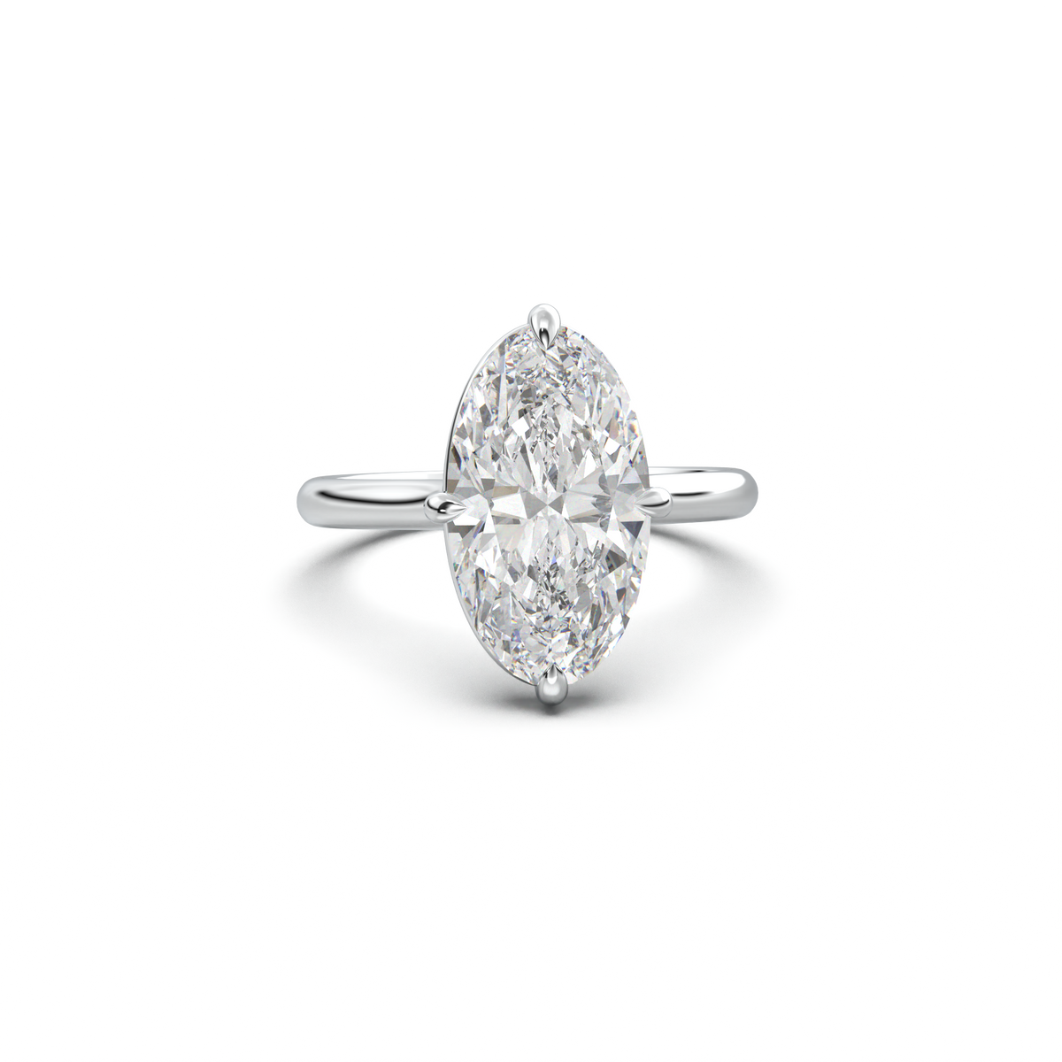 Elongated Moval Solitaire Engagement Ring