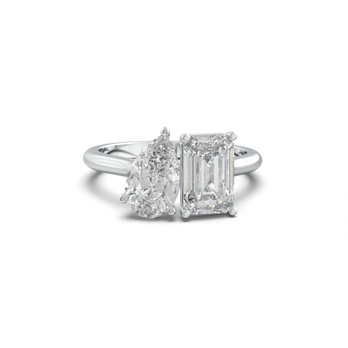 Pear & Emerald Toi et Moi Engagement Ring