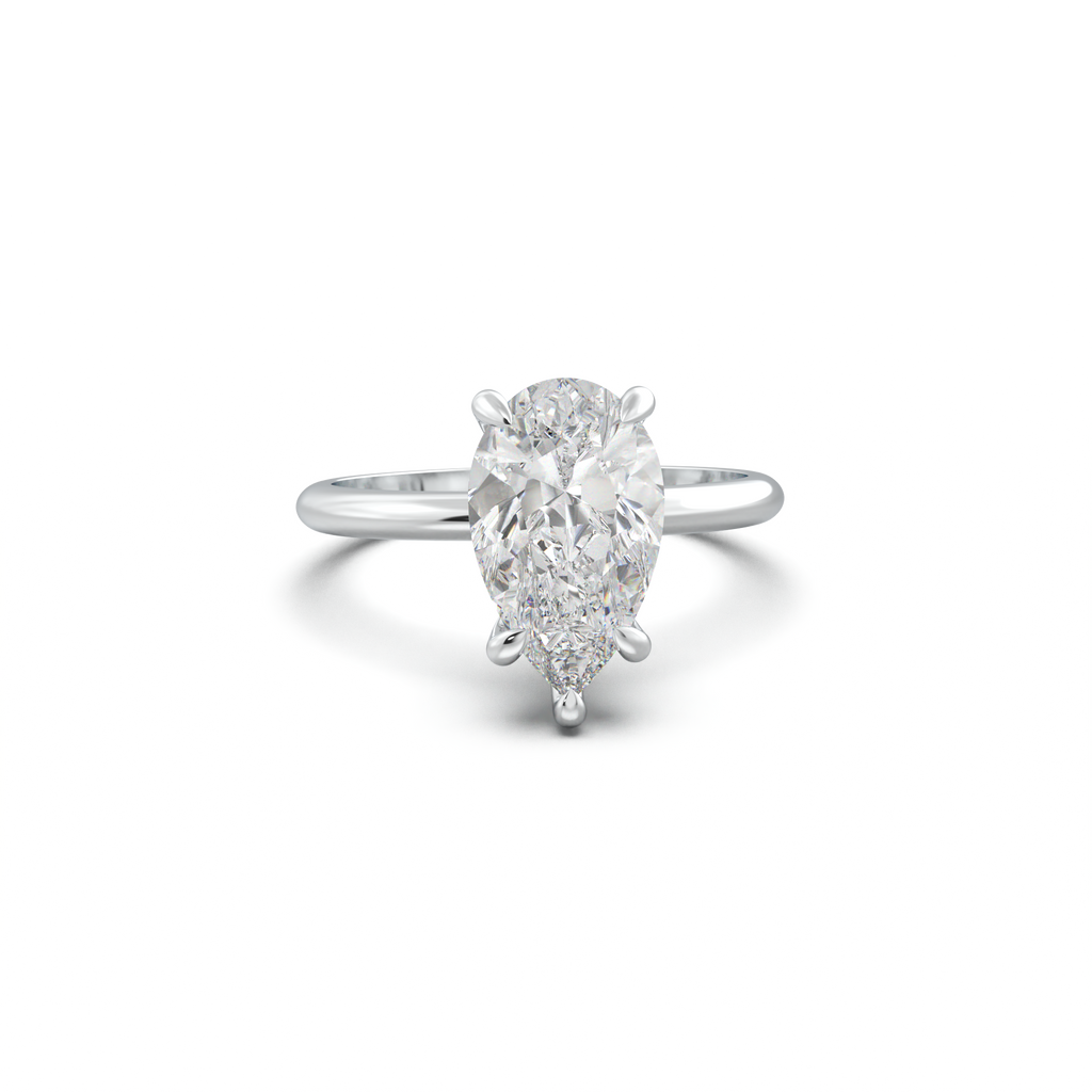 Pear Hidden Halo Engagement Ring