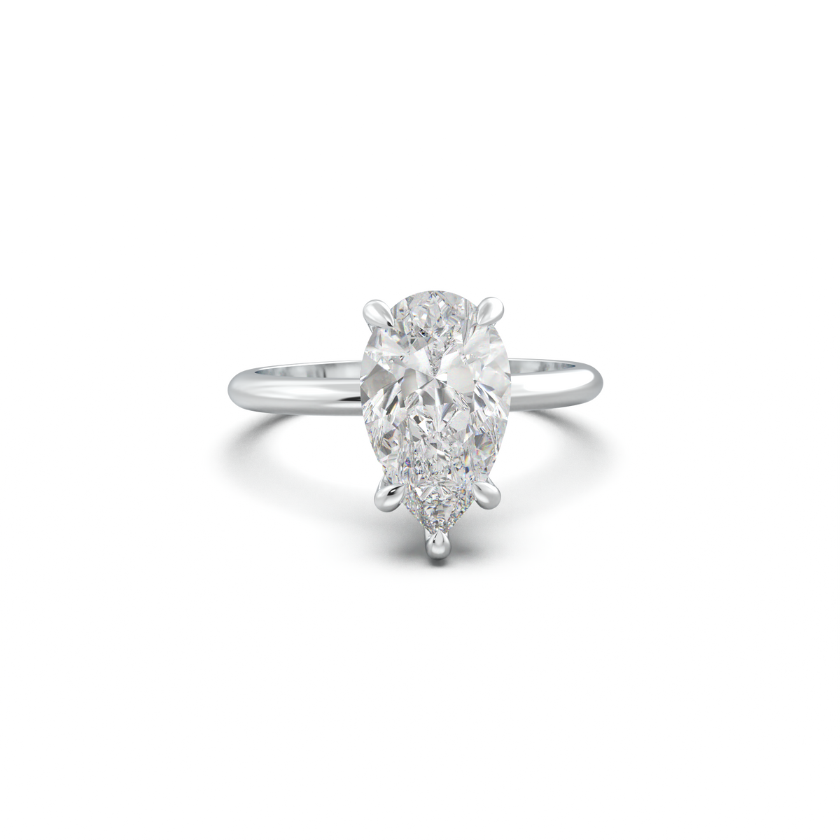 Pear Hidden Halo Engagement Ring