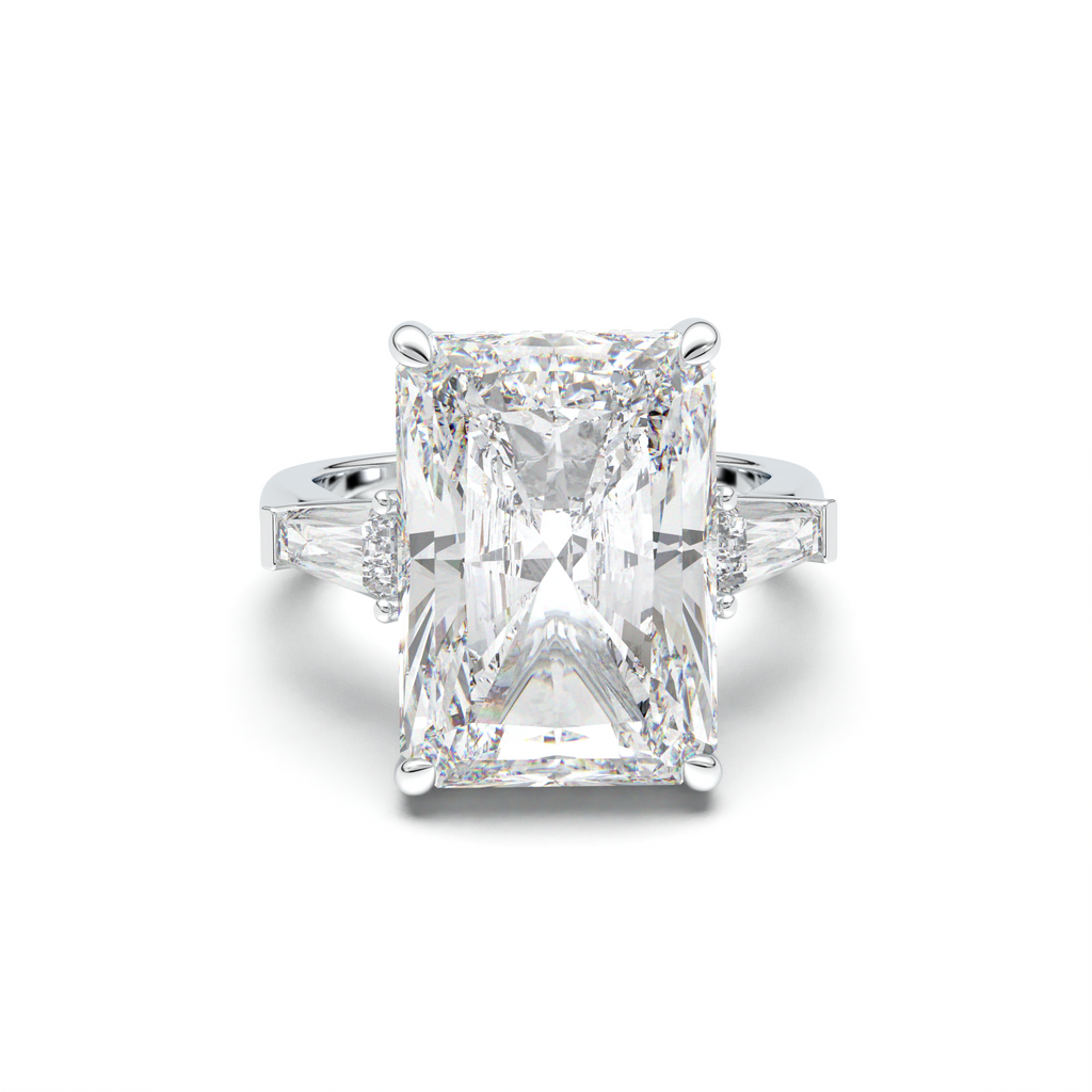 Radiant Baguette Hidden Halo Engagement Ring